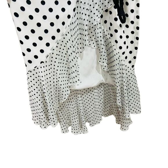 Alice + Olivia Black & white Mable Polka Dot Faux-Wrap Dress size 2 small